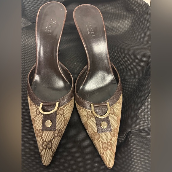 Gucci Shoes - Gucci Tan Mules with Signature GG Monogram